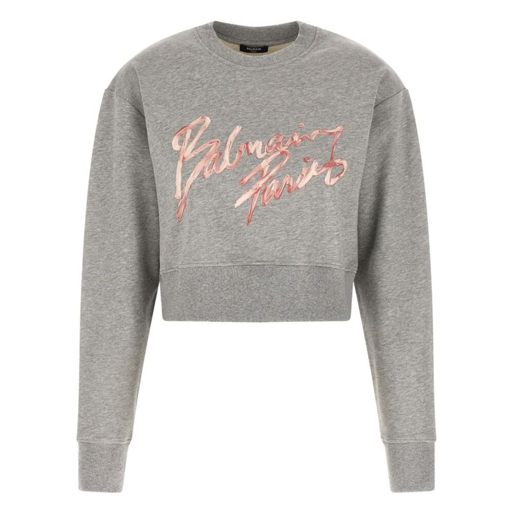 Balmain Gray Cotton Women's Sweatshirt